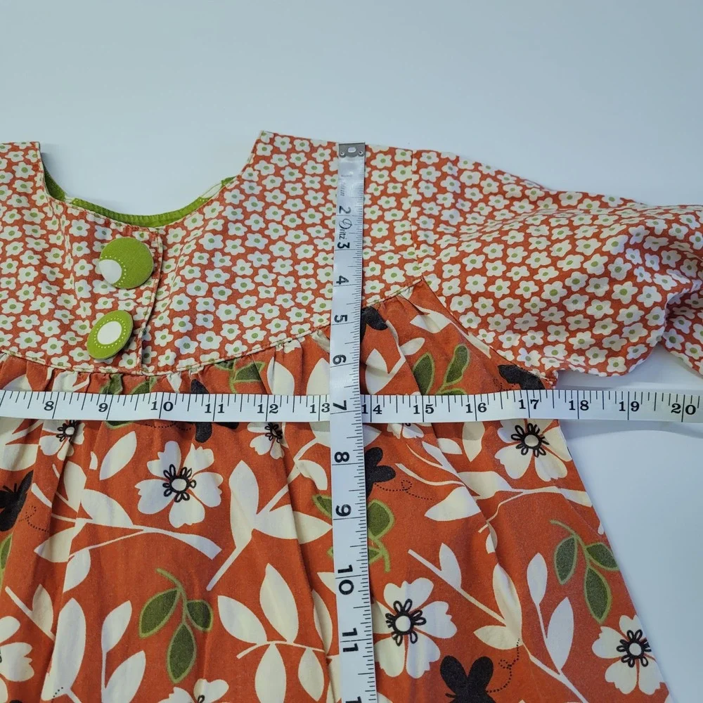 Jelly the Pug Renee Ruffle Dress Girls 10‎ Orange Floral Polka Dot Long Sleeve